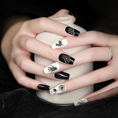Halloween Nail Stickers, 3D Emgraphed Skeleton Design, Spider Nail Art voor vrouwen, Realistische Nail Decoratie voor kostuum en feest 5
