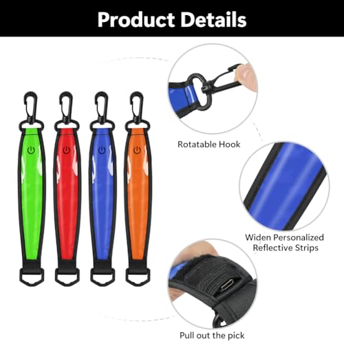 LED-flitslicht, Reflectieve Hanger, 3 lichtmodi, Waterdichte veiligheidslamp, Geschikt voor rugzak, Schooltas, Wandelen, Fietsen 3