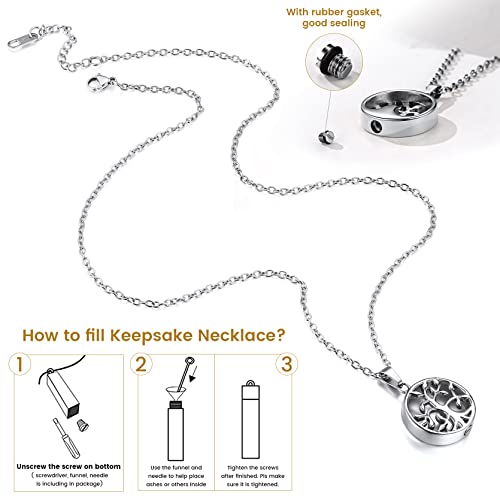 Juwelen Roestvrij stalen Urn Ketting voor As voor mannen Vrouwen, Gepersonaliseerde Foto Keepsake Urns Hanger Kettingen Waterdicht Gegraveerde Crematie sieraden, Kat Kruis Kubus Hart 3