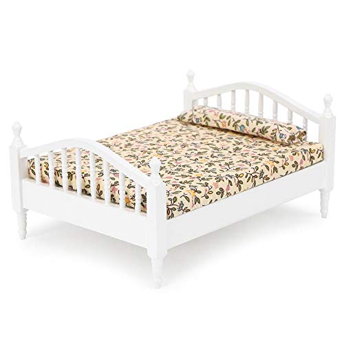 1:12 Doll's Bed Houten Meubilair voor Poppenhuis Miniatuur Poppenhuis Bed Model Decoratie Living Room Imitatie Game Educatieve Speelgoed voor kinderen (Bed)