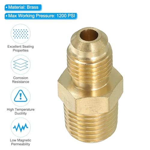 Solid Brass Hex Montage Draadadapter, 6 Pack 1/4" Flare SAE x 1/4" NPT Man Man Waterlijn Connectors Koppelingen 4
