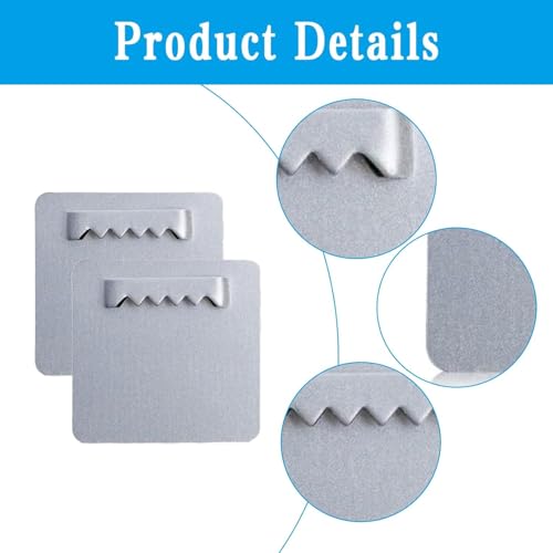 Set van 4 fotohaken, zelfklevend, metalen ophanging, opknoping zonder boren, 4 x 4 cm, rechthoekige lijmhaken, spiegel opknoping met 4 schroeven, voor zware foto's 3