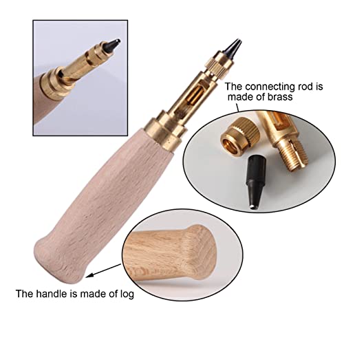 Verstelbaar Japans schroefgat Punch, Schroefgat Punch met 6 vervangbare Punch, leren gat Punch, Gordel Hole Punch, Houten handvat Hole Punch Boek Bindmiddel voor het naaien van leder