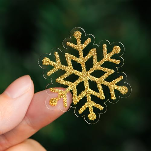 225 stuks Glitter Snowflake Sticker Zelfklevende ster Sticker Kerstboom Transparant Ideale etiketten voor kaarten maken Scrapbook Holiday Envelope Seal 4