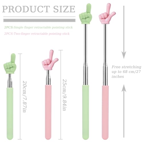 4 st. Intrekbare vingerhandstick Mini intrekbare Pointer Stick Uittrekbare Teacher Pointer Presentatie Finger Pointer Stick Mini Hand vormgegeven klaslokaal pointer voor leraar