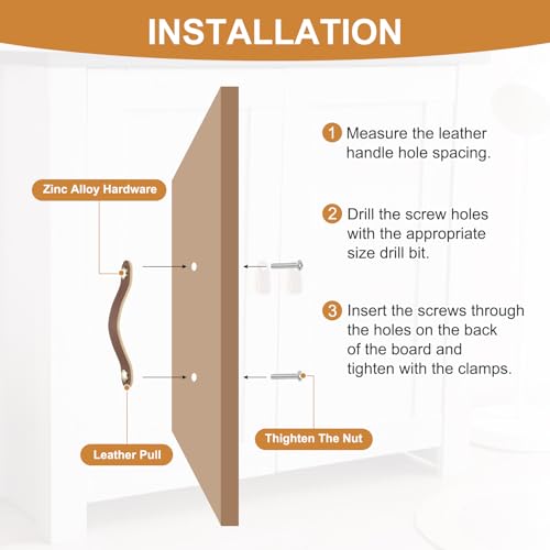 Lederen Lade Pulls, 4 stuks Lederen Handvat Dubbele Hole Cabinet Dresser Knobs met Schroef voor Badkamer Keuken Dresser Kabinetdeur, Wit 4