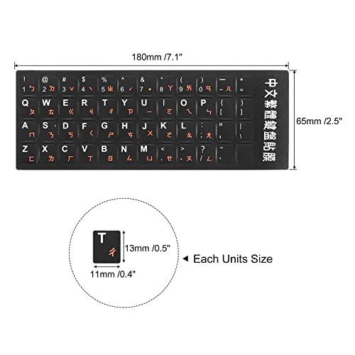 Chinese Z toetsenbord sticker Chinese Engels toetsenbord sticker PC toetsenbord sticker zwarte achtergrond met oranje witte tekst voor laptop kantoor 2 stuks