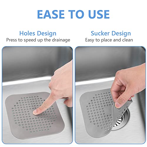 4 st Siliconen Drain Strainers, Douche Drain Cover Hair Catcher met Zuigbekers, Opvouwbare wasbak Stainer Beschermer, Filter Stopper met Sterke Zuigbeker voor Badkuip, Badkamer, Keuken 4