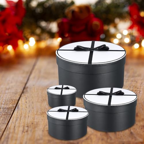 4 stuks ronde dozen, ronde kartonnen dozen, ronde dozen met deksels, kleine ronde papieren dozen voor het opslaan van accessoires, bruiloft, verjaardag, partij 3