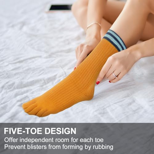 5-Finger katoenen trainersokken met tenen, kleurrijke sokken, ademend voor sport, hardlopen, vrije tijd 5