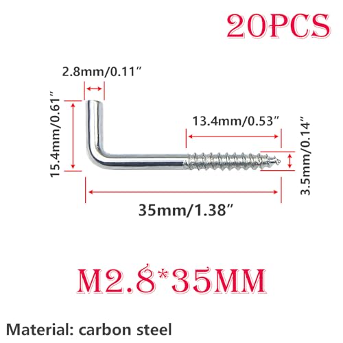 Verpakking van 20 schroefhaken, L-haken, M2.8 x 35 mm