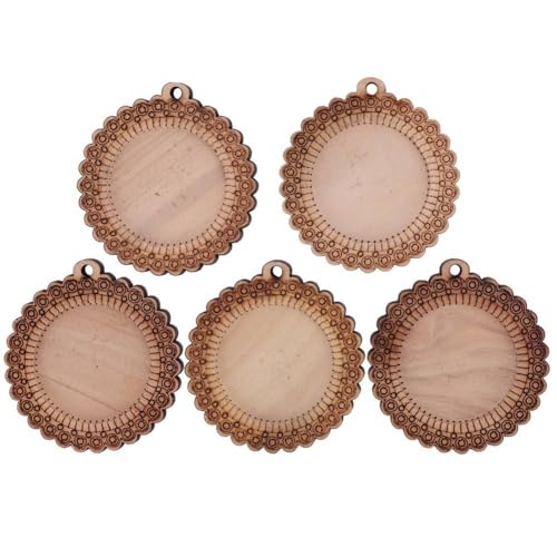 Houten Cabochon Base, 5PCS koord witte houten hanger ketting Base Tray Keychain Ronde Cabochon instelling