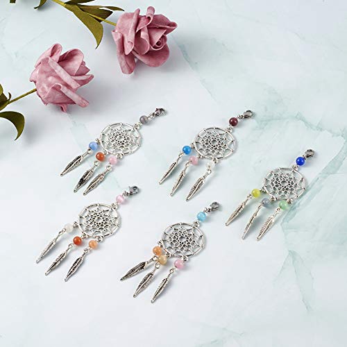 30 st. Droomvanger Charme hangers met kattenoog kralen en veren voor DIY Keychain ketting sieraden maken, Willekeurige gemengde kleur 4