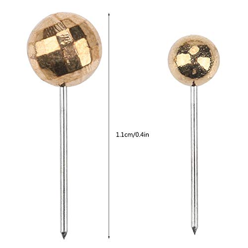 300 st. Kaarten Tacks Push Pins Ronde Plastic hoofd met roestvrij staal Tip voor Bulletin Board Dressmaking Naaien (Goud) 3