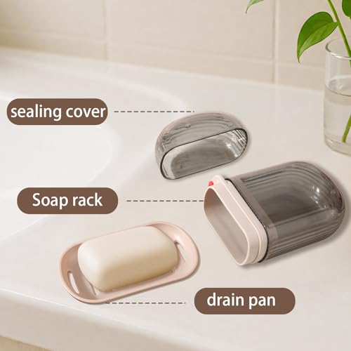 Draagbare Reiszeepkist, Zeepkist met Deksel Efficiënte Afvoer Lekvrije Afdichting Gemakkelijk Schoon te Maken Geschikt voor Reizen Douche Sportschool Kampen Buitenactiviteiten (Grijs) 4