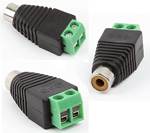 20Pcs RCA Plug Adapter Kit (10x Plug/10x Bus naar 2 Pin Terminal Blok) voor audio, Videokabel, CCTV Camera, Speaker 3