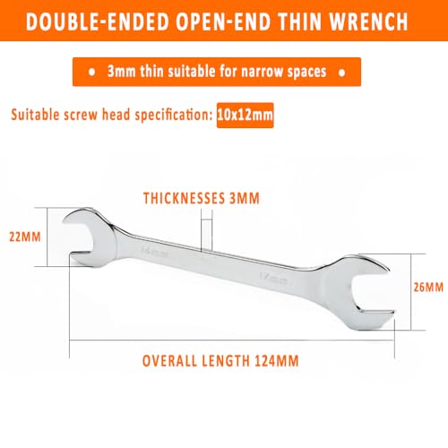 Dubbele eindigende platte sleutel 10 x 12mm Ultra Dunn voor gebruik in beperkte ruimteomstandigheden (1 stuk)