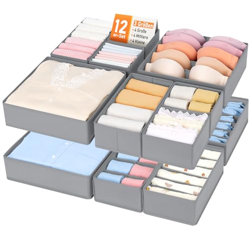 Set van 12 Grijze Lade Organizers