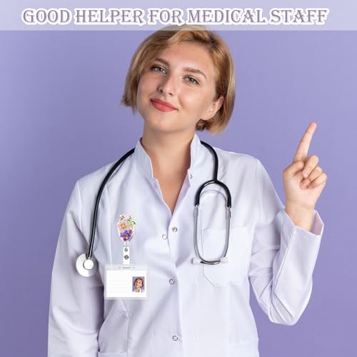 Hart gedroogde bloem badge haspel met krokodillenclip, intrekbare hart verpleegster ID-houder, schattige bloemenhars naam label, leuke accessoires voor verpleegkundigen en