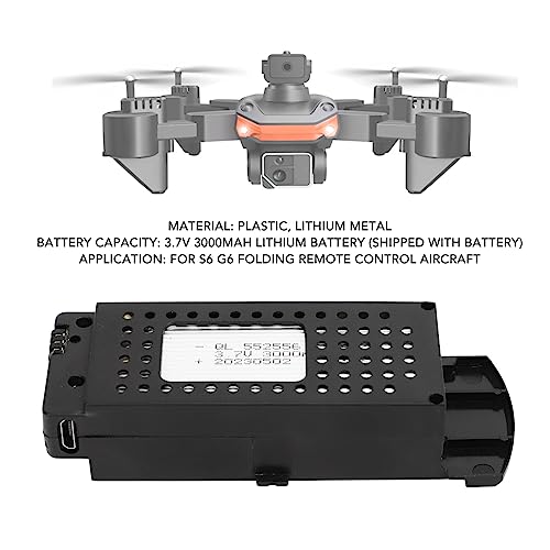 3.7V 3000MAh Drone Lithium Batterij, 2PCs Oplaadbeveiliging Draagbare RC Batterij Vervanging met 3 in 1 Kabel voor S6 G6 Drone RC vliegtuigen 3