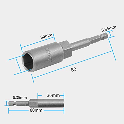 1Pcs Nut Driver Socket 80MM Lengte 1/4" Hex Shank Bit Socket Nut Setter voor boren, Nut Driver en Impact Socket Adapter(8mm)