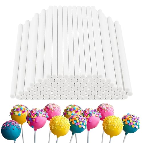 100 st. Cake Pop Sticks,Lollipop Making Tools 10 Inch Herbruikbare Cake Pop Sticks Lollipop Pop Sticks Paper Rods White Safety Craft Sticks Cake Topper Sticks voor snoep Cookies en