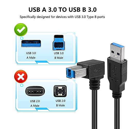 USB 3.0 Printerkabel, 90 graden, USB 3.0 Type A Plug naar Type B Plug, High Speed Printer Kabel voor Harde Schijf, Printer, Scanner, USB Hub, Monitor en meer (Links) 3
