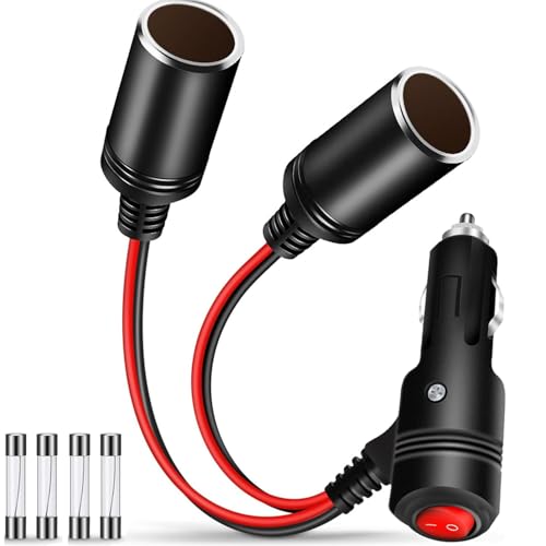 12V/24V Automotor Sigarettenaansteker met schakelaar AAN/UIT 1 tot 2 Auto Sigarettenaansteker Divider Autolader Power Sigarettenaansteker Uitbreiding Kabel 18AWG