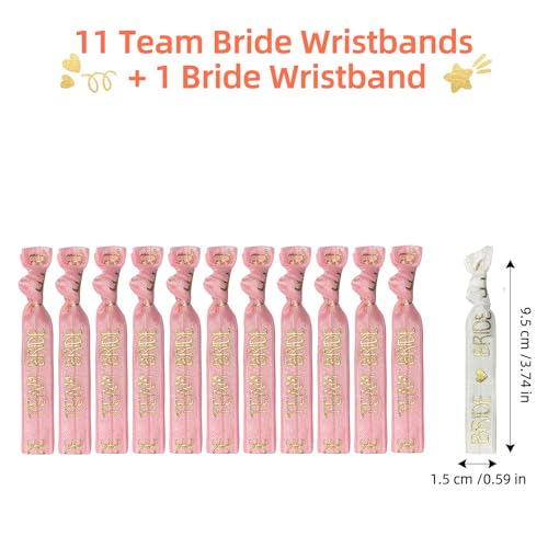 Team Bride Polsbandjes, 11 stuks elastische teambruidarmbanden en 1 bruidsarmband, vrijgezellenfeestaccessoires voor bruiloft, liefde, bruidsdouche decoraties 4