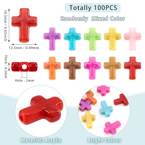 Acryl Kruis Kralen Crack Chunky Crucifix Crucifix Loose Spacer Kralen Bulk voor Pasen DIY ambachten ketting armband sieraden maken 100 st 3