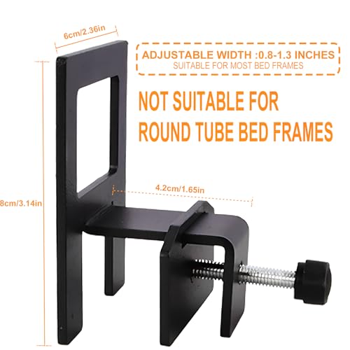 Verpakking van 6 antislip matraszegels, verstelbaar hoofd en voetbord voor metalen bedframes, zijmatrashouders, zwart (A) 3