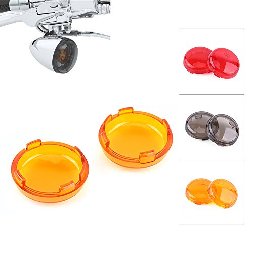 2 stuks Turn Signal Lens Observaties Covers Kit, Ronde Motorfiets Turn Signal Lens Cap Compatibel met Dyna Deuce Softail Sportster 1986-15(Geel) Reparatie en onderhoud 5