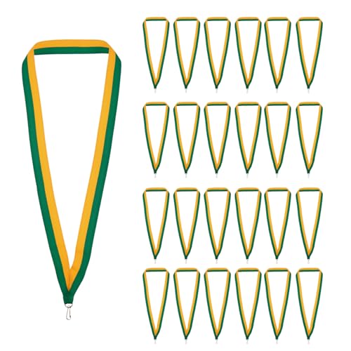 Award Neck Ribbons, 50 Pack Polyester Medal Lanyards met Snap Clip Blanc Award Ribbon voor wedstrijden Performance Sport Party, Groen/Geel