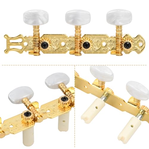 4Pcs Gitaar Tuners Machine Heads 2L+2R, Classical Guitar String Tuning Peg, Metalen Machinekop Open Muziekinstrument Delen met Montage Schroeven voor Akoestische Elektrische Gitaar 3