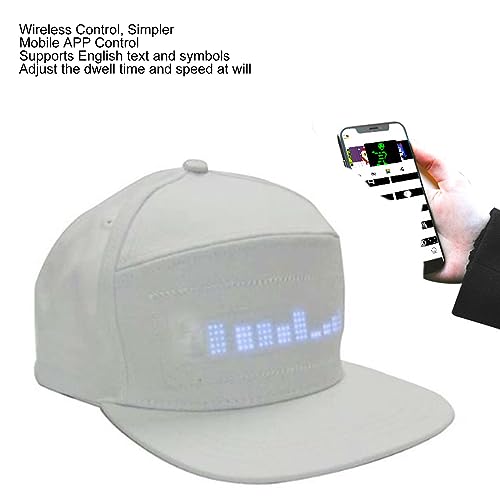 Programmeerbare LED Hat APP Control Kleurrijke LED Afneembare dop Verstelbare maat Katoen Ideaal voor buiten partijen (WHITE)