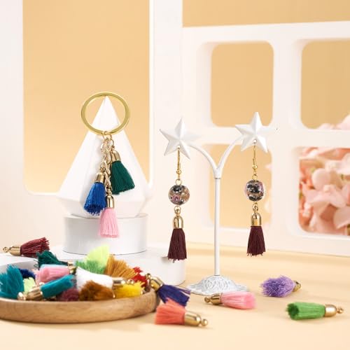 50 st. Mini Tassel Pedants 25 Kleuren Katoen Tassel Hangers met Plastic Zoek kleurrijke Tassel Hangers voor DIY oorbellen Ketting Gordijn Decoratie Sleutelhangers