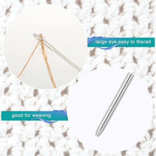 18 st Blunt Naalden met Big Eye, 5.4cm 6cm 7cm Grootoog Blunt Naalden Tapijt Naalden Wol Naalden Hand Naainaalden Metalen Naainaalden voor haak projecten (Zilver) 4
