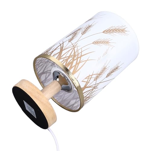 Kleine tafellamp Dimbare LED Bedside Lampen Solid Wood USB Nachtlampje met Tarwe Kaars Lampschade Bloempatroon Eye Caring Slaapkamer 4