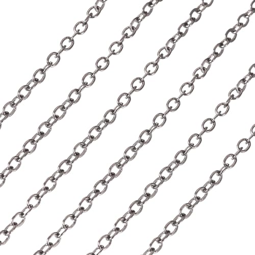 32.8 Voet 10M Gunmetal Kettingen Iron Flat Oval Kabel Kettingen Metalen Link Kettingen doorboord met Coil Bulk Voor sieraden Craft Ketting Lanyard armband DIY Vrouwen oorbel Valentijn