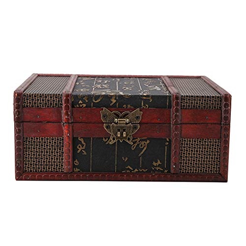 Retro Vintage Houten Opbergbox Boek Vintage Houten Sieraden Organizer Decoratieve Organisator Vintage sieraden Treasure Chest Kleine Decoratieve Treasure Chest (Chinese stijl met slot)