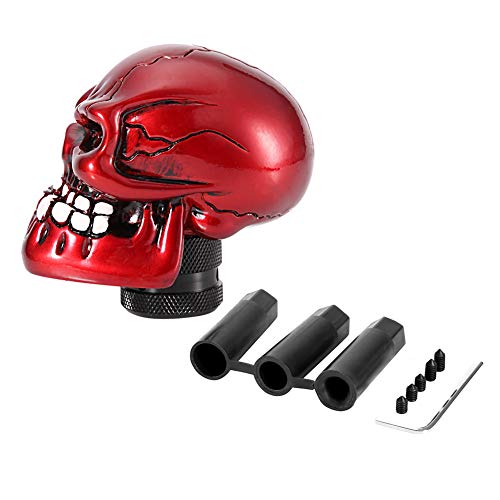 Shift Knob Head, Car Shift Knob Skeleton schedel hoofd auto gewijzigd Shift Knob Stick Lever Shifter Universal(Rood)