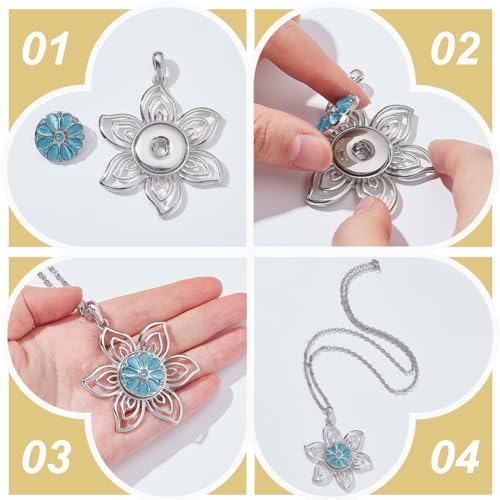 Snap Charms Ketting Kit, Verwisselbare hanger ketting set Legering Hang snap basis hangers voor ketting armbanden DIY Sieraden accessoires 3