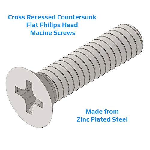 M6x30 Countersunk Head Machine Schroeven, Phillips Head Schroeven, Flat Head, Full Threaded Zink 6mm Gegalvaniseerde Schroef Geschikt voor metaal, Bouw, Installatie, DIY (verpakking van 25) 3