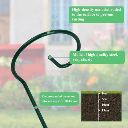 10st Tuin Polen, Plant Support Ring, Enkele handvat metaal met 20 Clips, Plant Stakes voor Bloemen, Tomaten (45cm) 3