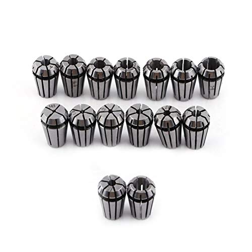 ER11 Collet Set, Spring Collet Chuck Set, 13st 1-7mm + 2st 1/8," 1/4," voor CNC Gravure Machine & Grinding Hulpmiddelen