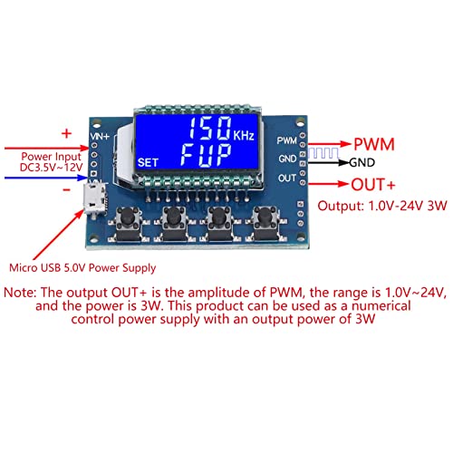 Signaalgeneratormodule PWM Pulse vierkante rechthoekige LCD Verstelbare frequentie weergeven 3
