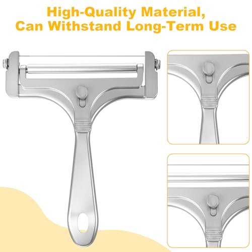 Kaassnijder en Kaassnijder, verstelbaar Roestvrij staal Hand Kaassnijders met 4 extra draadjes en sleutel, Botersnijders voedsel scheerapparaat voor blok boter snijgereedschap (zilver) 4