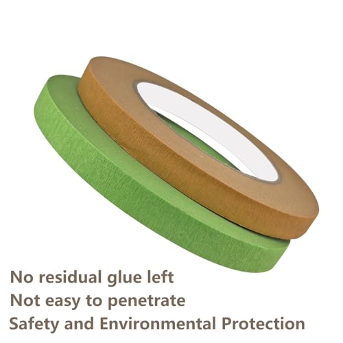 Afdekband, 2 Rolls, 15 mm x 50 m, voor schilderen, ambachten en ambachten, lichtgroen en bruin 3