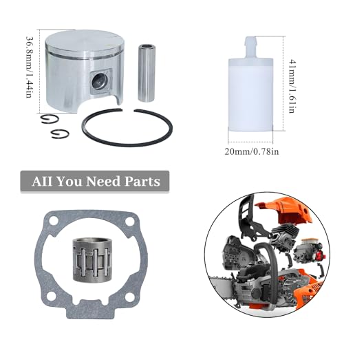Piston 46mm Ring-pin brandstoffilter naaldbeer set voor Husqvarna 51 55 Rancher EU1 Jonsered 2054 2055 Toebehoren