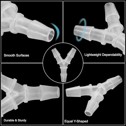 5/16" Plastic Tee Slang Fitting, 4 stuks Equal Y-vormige 3 Way Joint Splitter Mender Adapter Union Crossing Barbed Wire Split voor lucht water brandstof gas vloeistofpijp 3